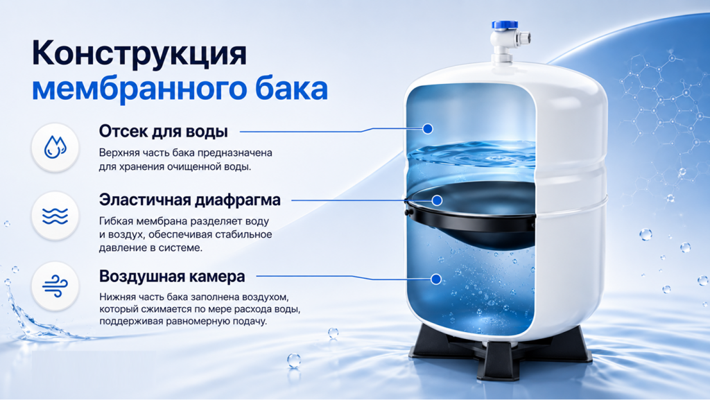 Как накопительный бак обратного осмоса решает проблему скорости подачи воды