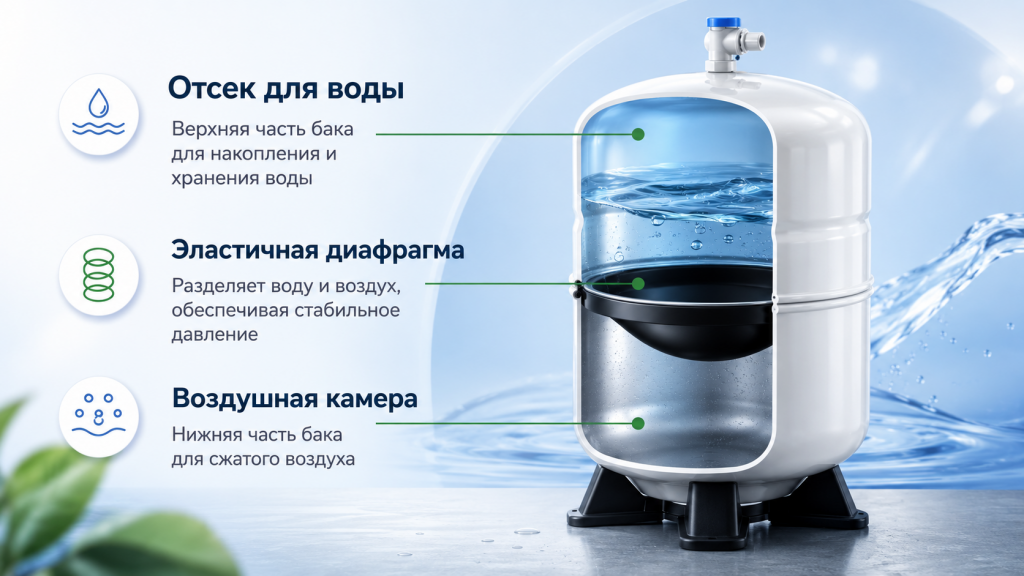 Схема устройства бака обратного осмоса