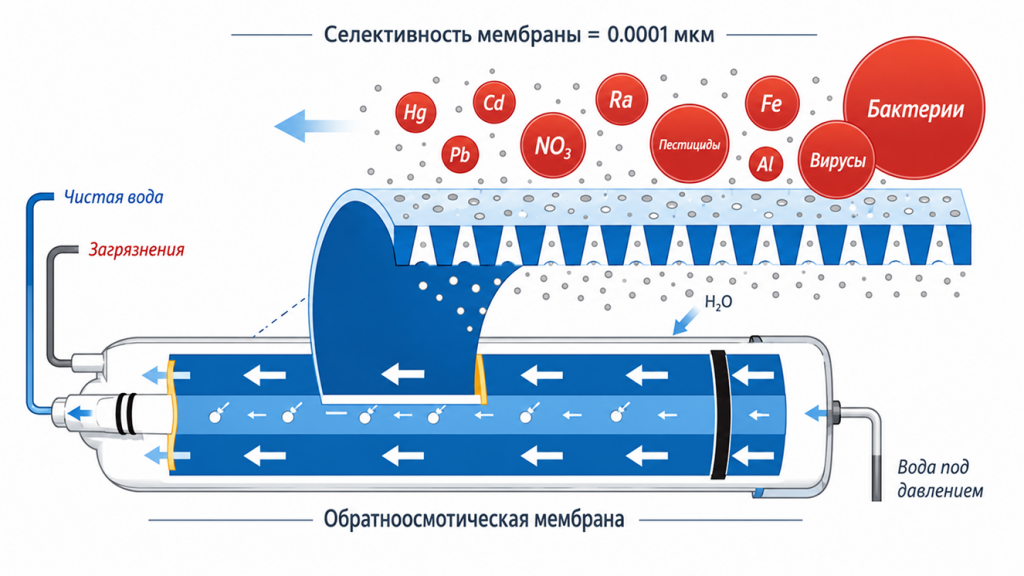 Схема очистки воды обратным осмосом